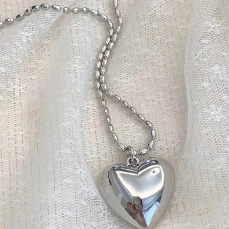 Jewelry Roman Style Artistic British Style Heart Shape 201 Stainless Steel Titanium Steel Stainless Steel Necklaces