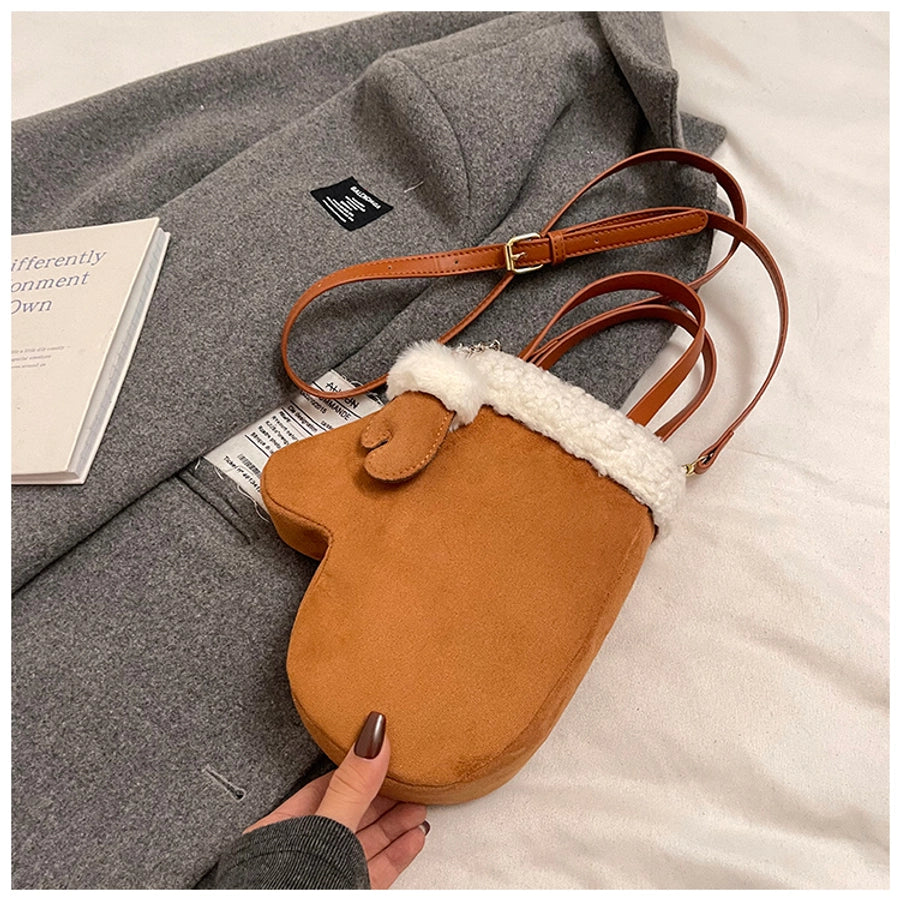 Women's Small Pu Leather Solid Color Streetwear Sewing Thread Glove-shaped Magnetic Buckle Crossbody Bag