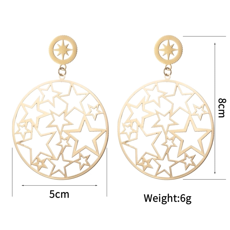 1 Piece Elegant Luxurious Geometric Hollow Out 304 Stainless Steel 18K Gold Plated Drop Earrings