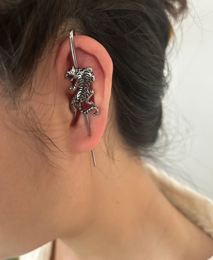 1 Piece Halloween Nordic Style Gothic Hip-Hop Animal Snake Bat Asymmetrical Polishing Three-dimensional 316L Stainless Steel  Ear Cuffs - CEJEW