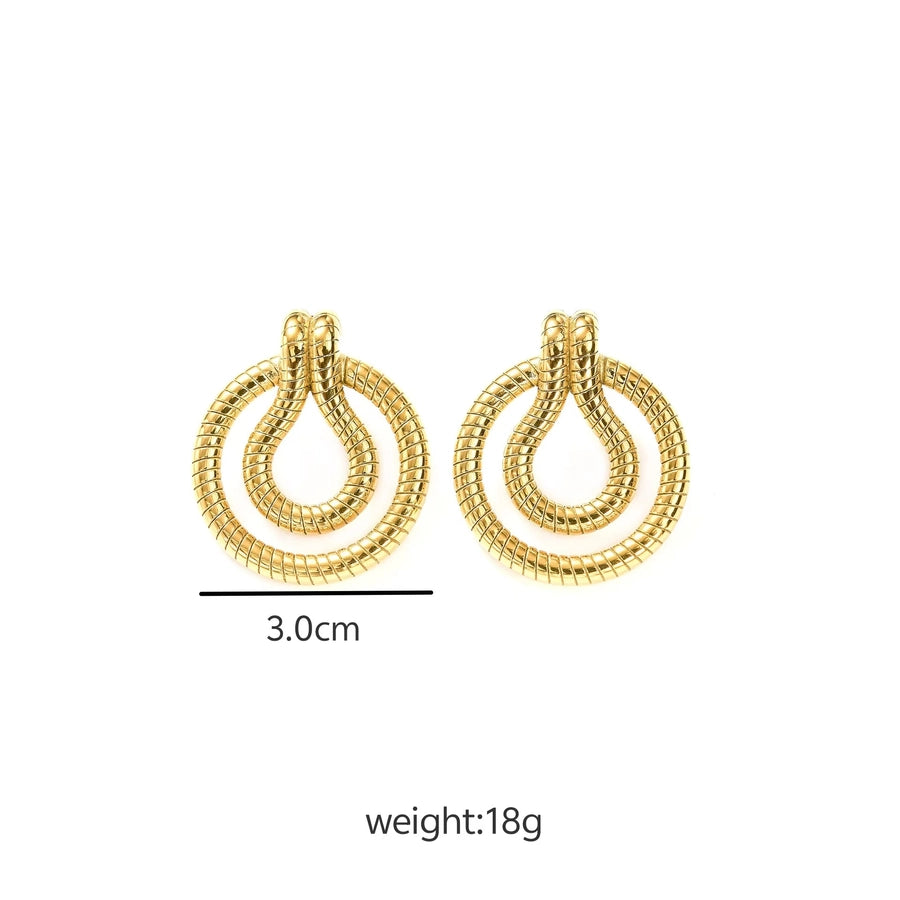 1 Pair Elegant Geometric Solid Color 304 Stainless Steel 18K Gold Plated Stainless Steel Earrings