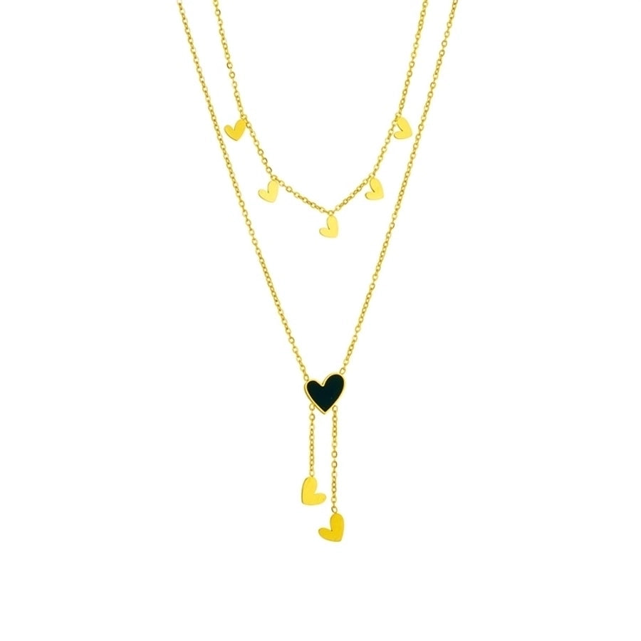 Jewelry Fashion Heart Shape 304 Stainless Steel 18K Gold Plated Tassel Stainless Steel Necklaces