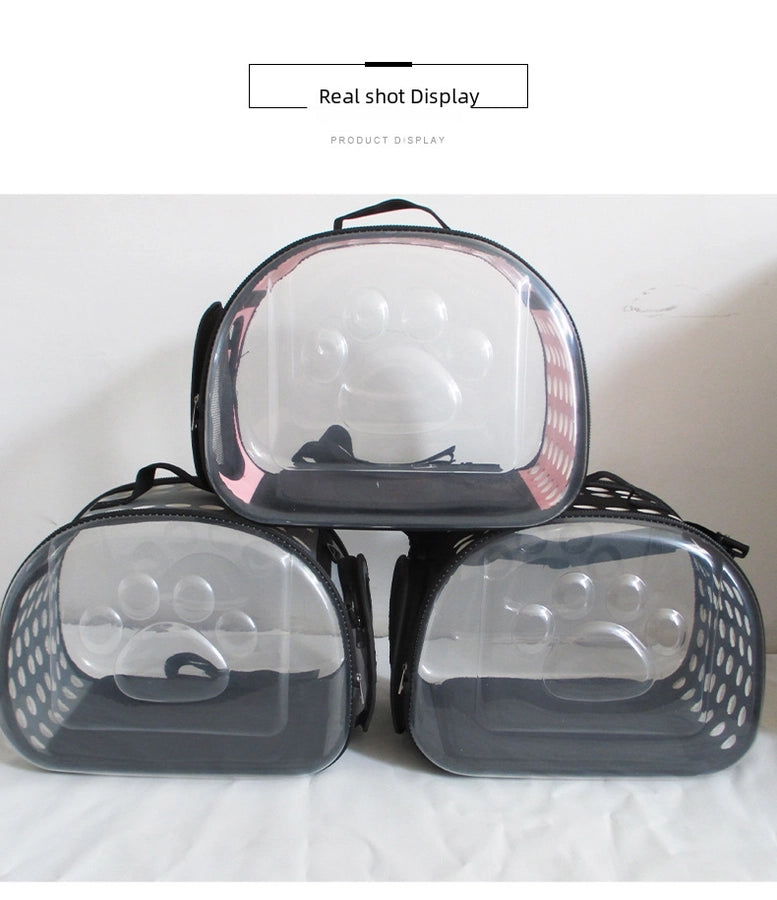 Portable Folding Transparent Pet Carrier Bag Large Capacity Breathable Outdoor Cat Backpack Cat Box Bag For Travel