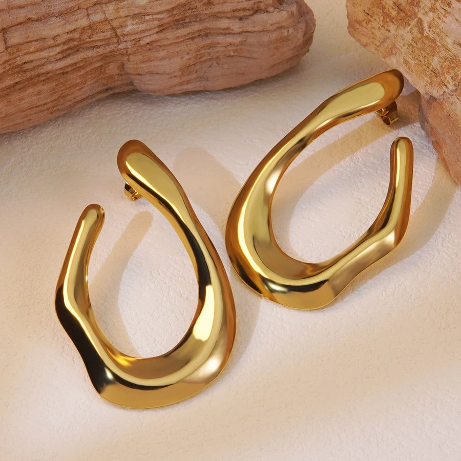 1 Pair Classic Style Asymmetrical Irregular 304 Stainless Steel Imitation Gold  Ear Studs