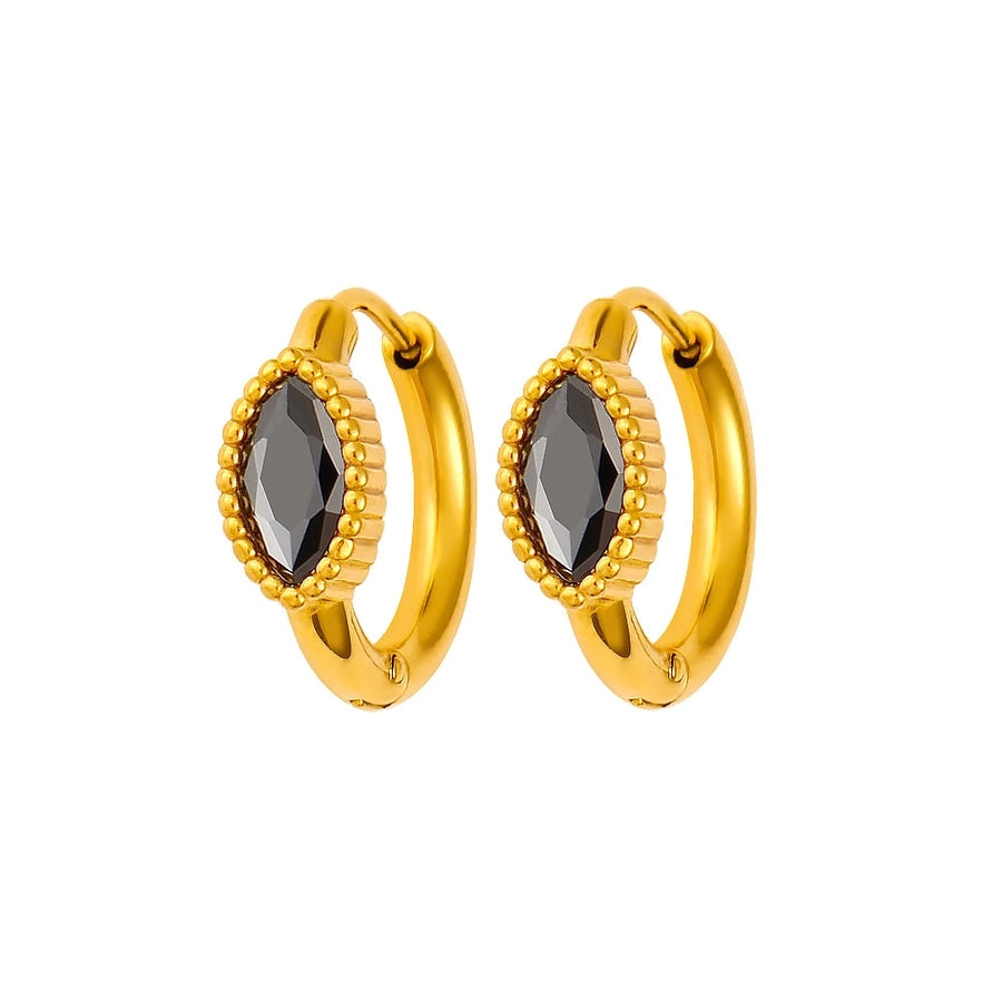 1 Pair Casual Vacation Simple Style Circle Inlay 304 Stainless Steel 316 Stainless Steel  Rhinestones 18K Gold Plated Earrings - CEJEW