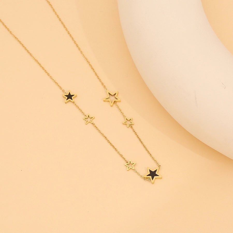 Jewelry Simple Style Classic Style Commute Star Heart Shape 304 Stainless Steel 18K Gold Plated Necklace