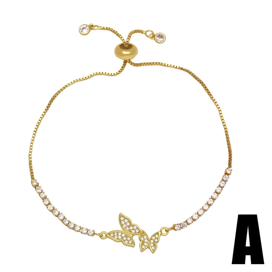 simple zircon-studded butterfly copper bracelet