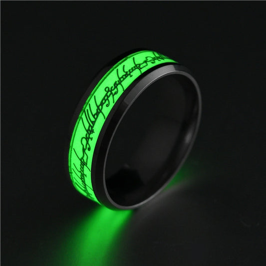 cross-border ornament stainless steel luminous ring fluorescent stall supply titanium steel magic ring the lord of the rings