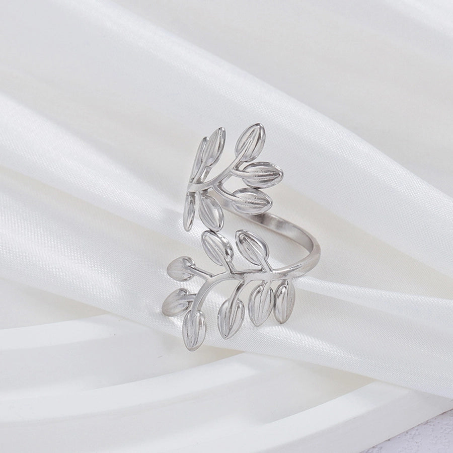 Jewelry Simple Style Leaves 304 Stainless Steel Open Rings