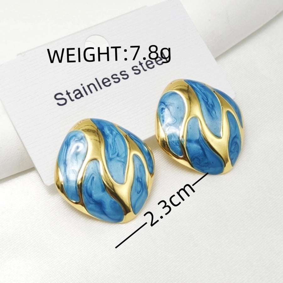 1 Pair Elegant Retro Commute Irregular Enamel 304 Stainless Steel Ear Studs