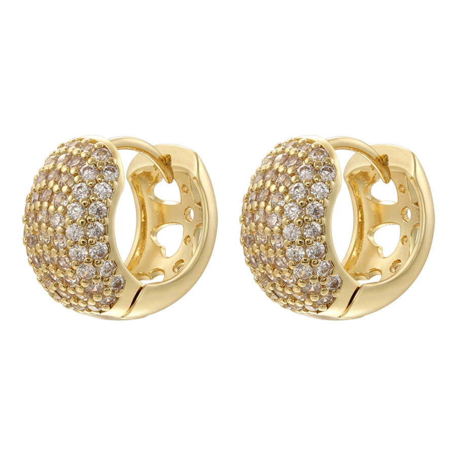 1 Pair Elegant Round Plating Inlay Copper Zircon 18K Gold Plated Earrings