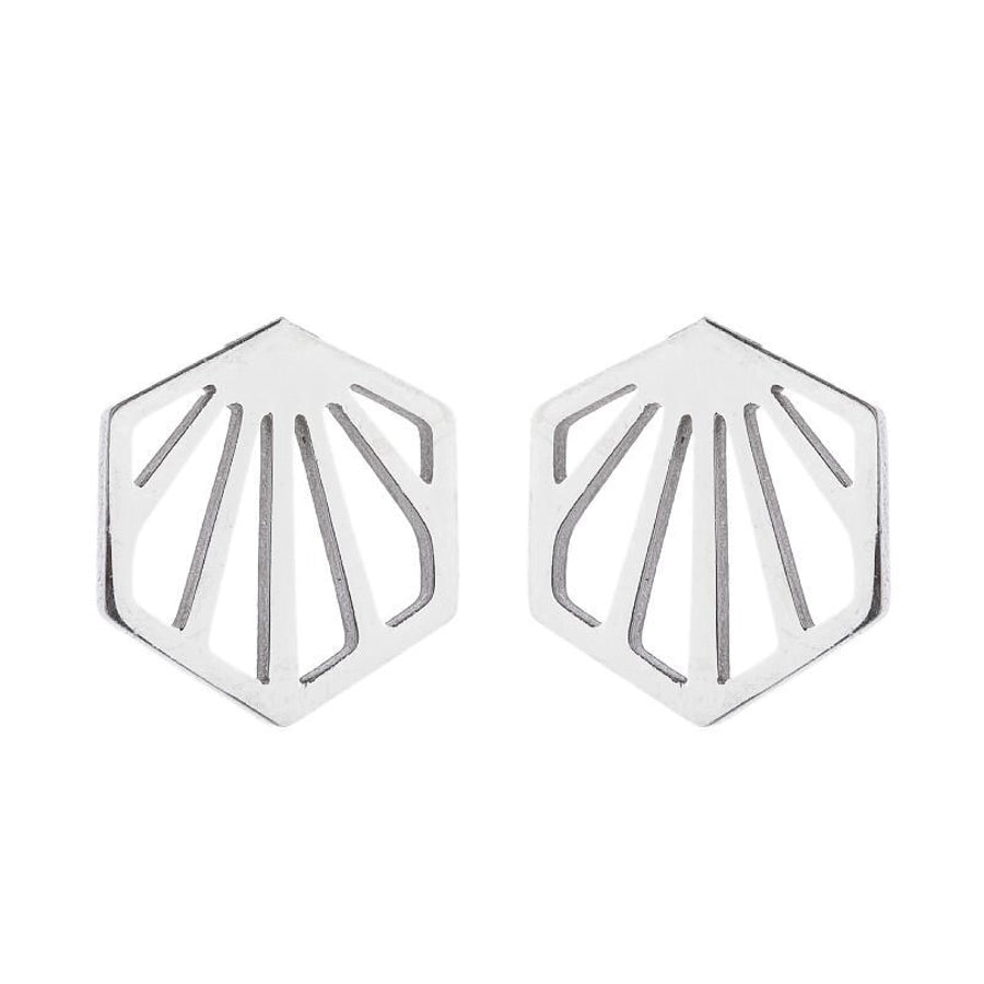 1 pair simple style geometric titanium steel plating ear studs