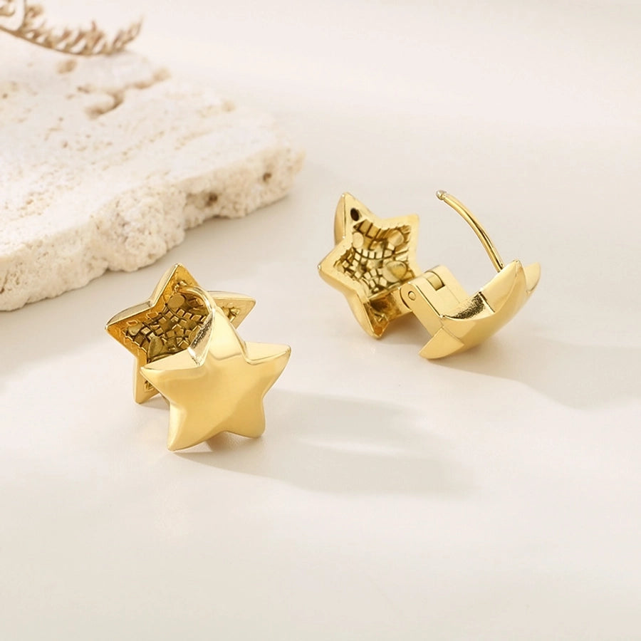 1 Pair Elegant Simple Style Streetwear Star 304 Stainless Steel 18K Gold Plated Stainless Steel Earrings