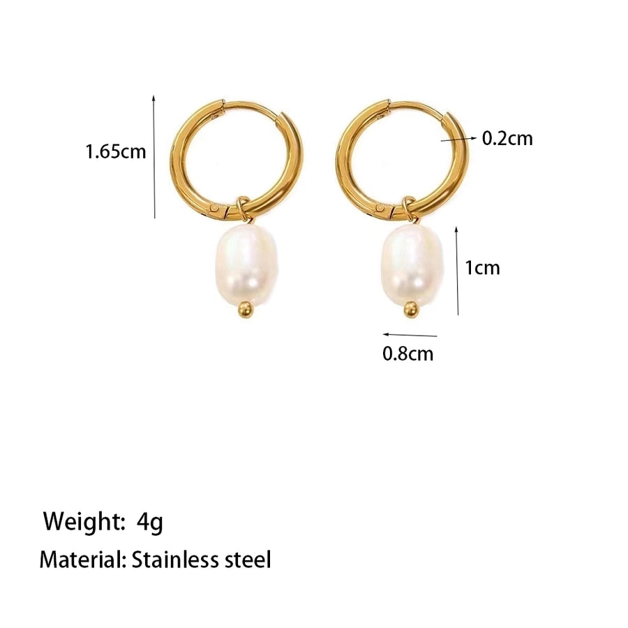 1 Pair Simple Style Bow Knot Shell Polishing Plating Inlay 304 Stainless Steel Pearl 18K Gold Plated Earrings Ear Studs