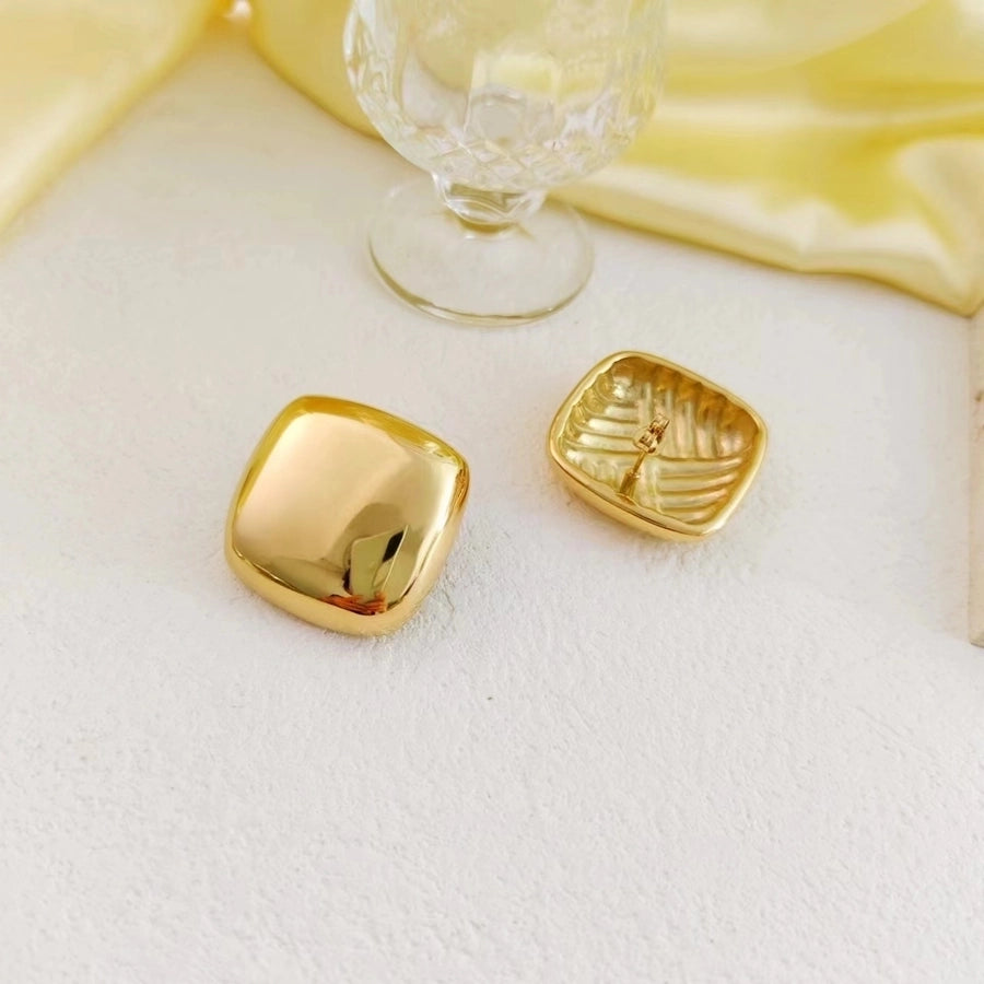 1 Pair Casual Simple Style Square Plating 304 Stainless Steel 18K Gold Plated Ear Studs