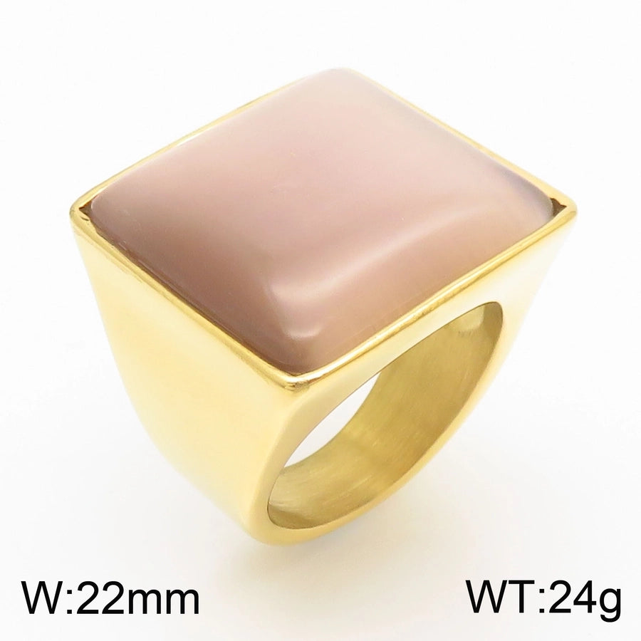 Jewelry Vintage Style Geometric Square Stainless Steel 18K Gold Plated Plating Rings