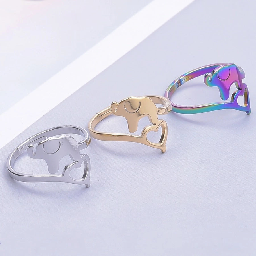 Jewelry Ethnic Style Animal 304 Stainless Steel 18K Gold Plated Open Ring - CEJEW