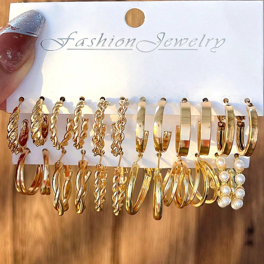 1 set ig style casual round plating inlay alloy pearl earrings