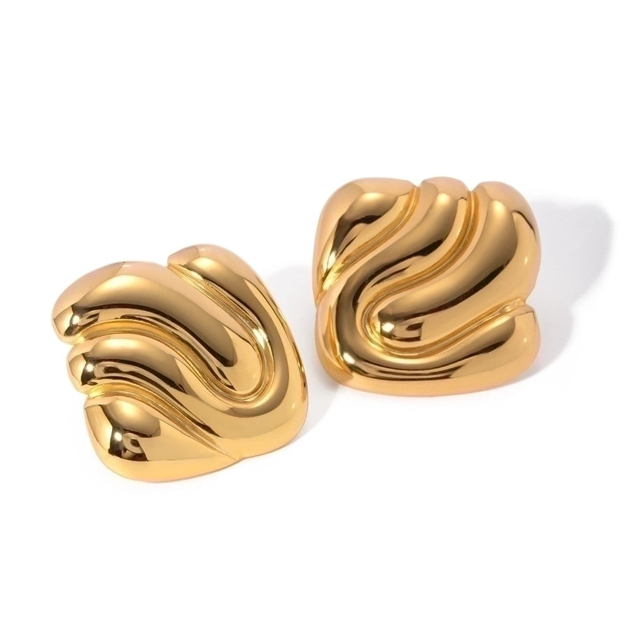 1 Pair Simple Style Solid Color Plating 304 Stainless Steel 18K Gold Plated Ear Studs