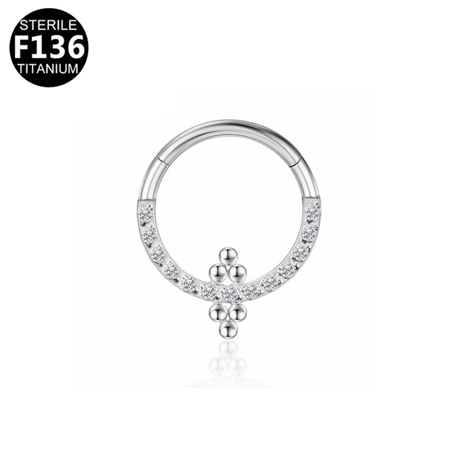 1 Piece Nose Rings & Studs Princess Sexy Pastoral Round Pure Titanium Plating Inlay Zircon White Gold Plated Gold Plated Nose Rings & Studs