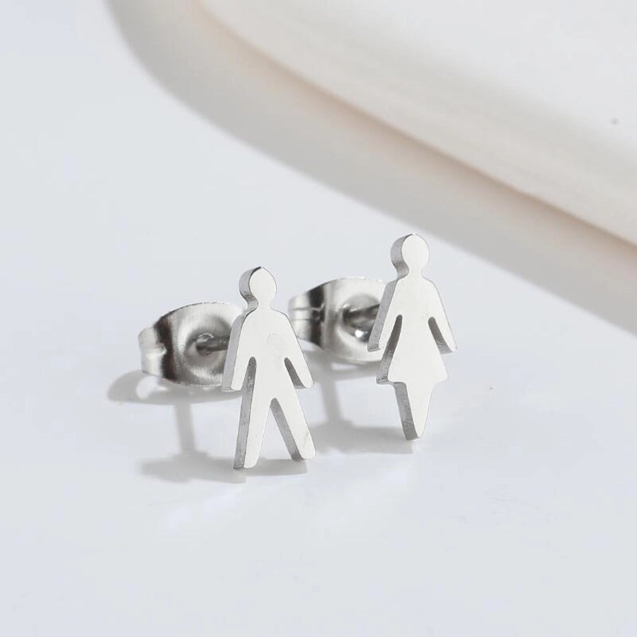 1 pair fashion star moon wings titanium steel asymmetrical plating hollow out ear studs - CEJEW