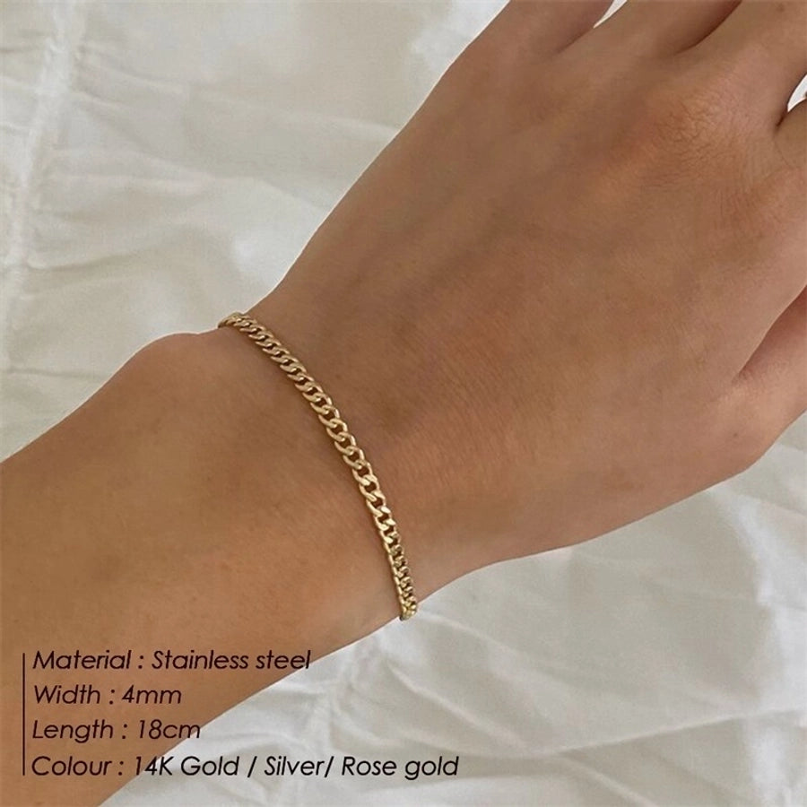 simple style u shape stainless steel plating chain 14k gold plated bracelets