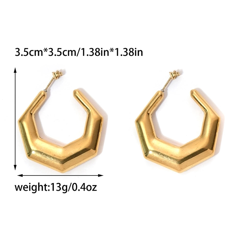 1 Pair Casual Simple Style Commute C Shape Moon Twist Plating 304 Stainless Steel 14K Gold Plated Earrings - CEJEW