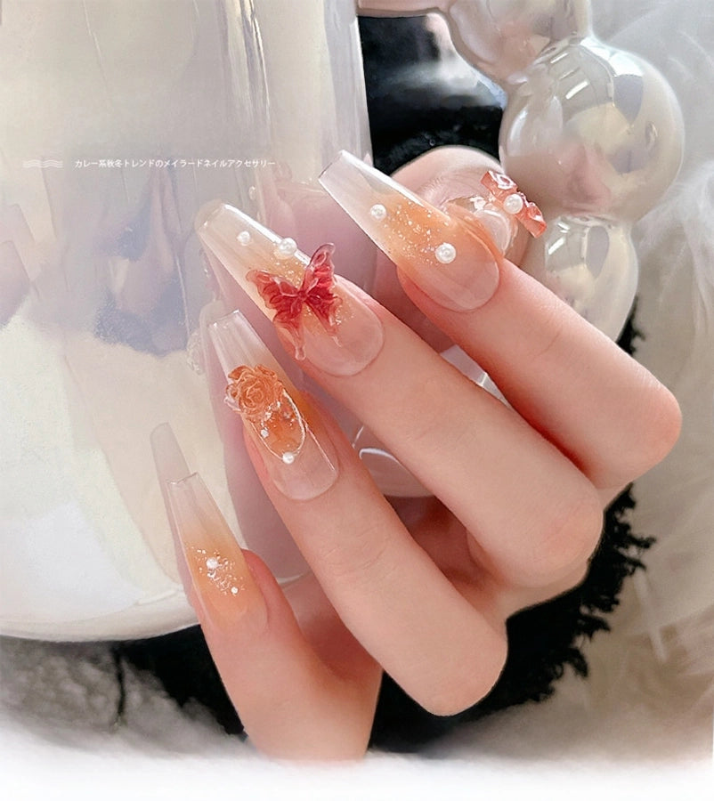 Pieces Internet Celebrity Style Maillard Coffee Color Nail Art Decorations Resin Bowknot Ice Transparent Camellia Autumn/winter