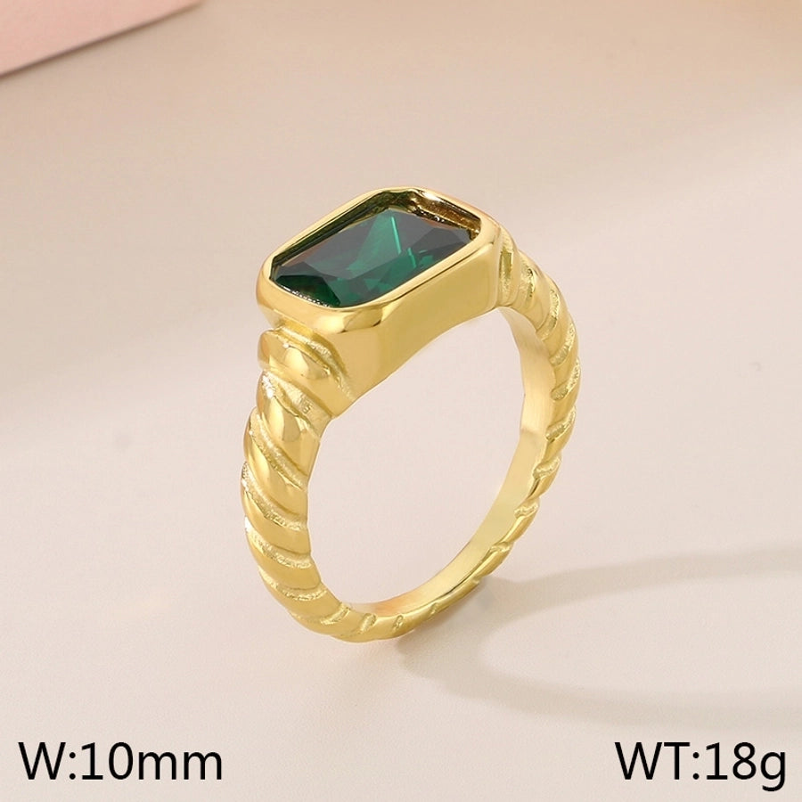 Jewelry Vintage Style Simple Style Commute Square 304 Stainless Steel 18K Gold Plated Rings