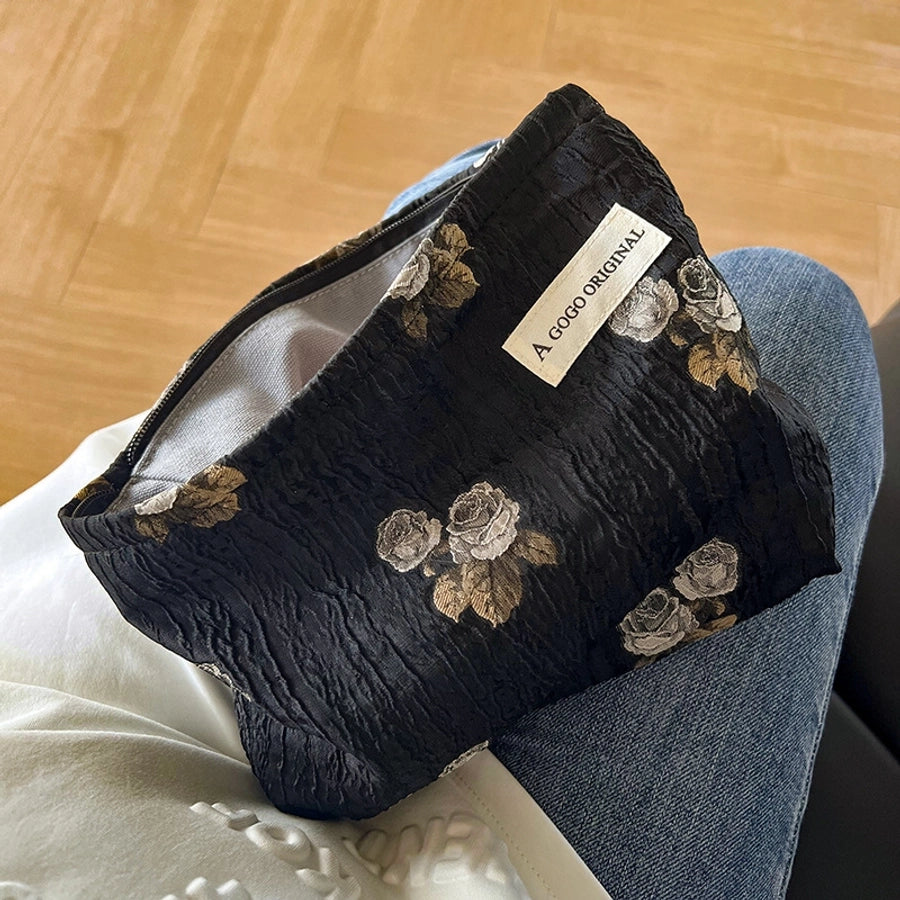 Elegant Streetwear Flower Polyester Square Makeup Bags