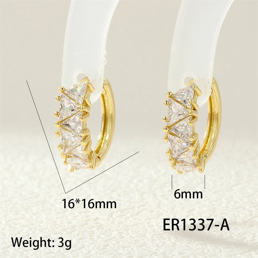 1 Pair IG Style Simple Style Commute Round Plating Inlay Copper Zircon 18K Gold Plated Hoop Earrings