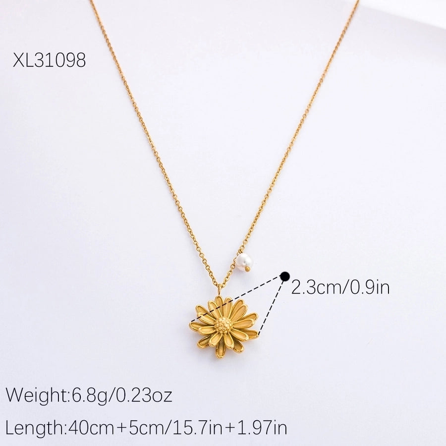 Jewelry Retro Simple Style Flower 304 Stainless Steel Plating Earrings Necklace