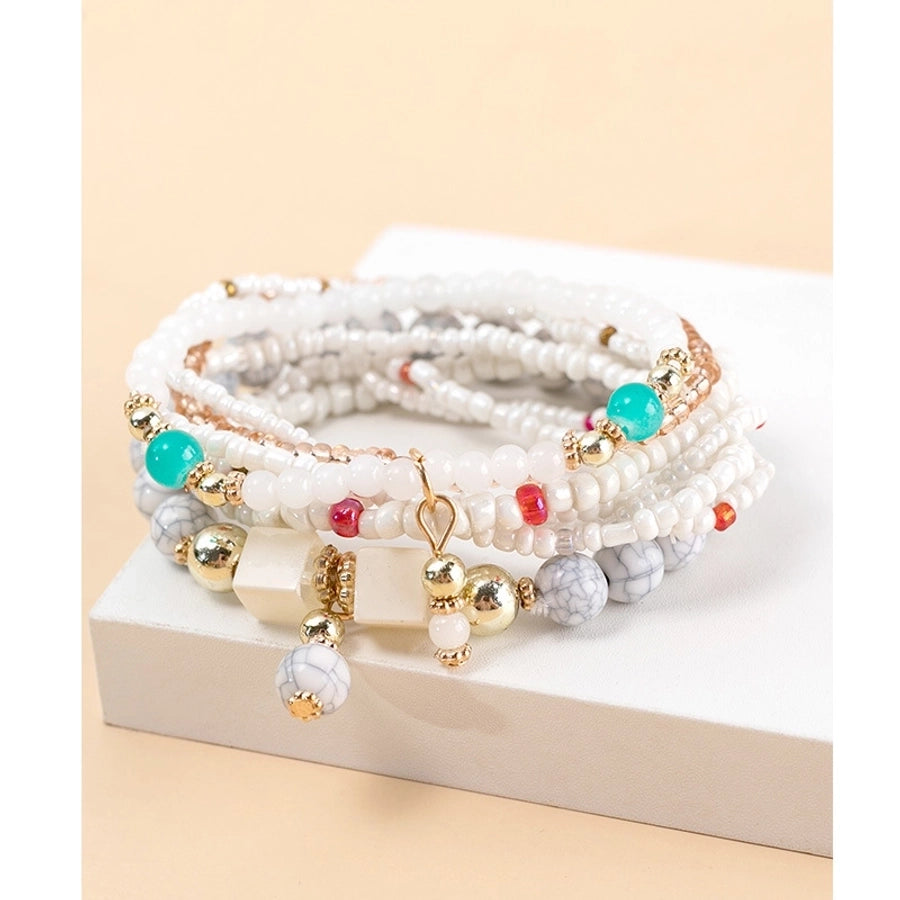 bohemian geometric mixed materials beaded artificial pearls shell bracelets