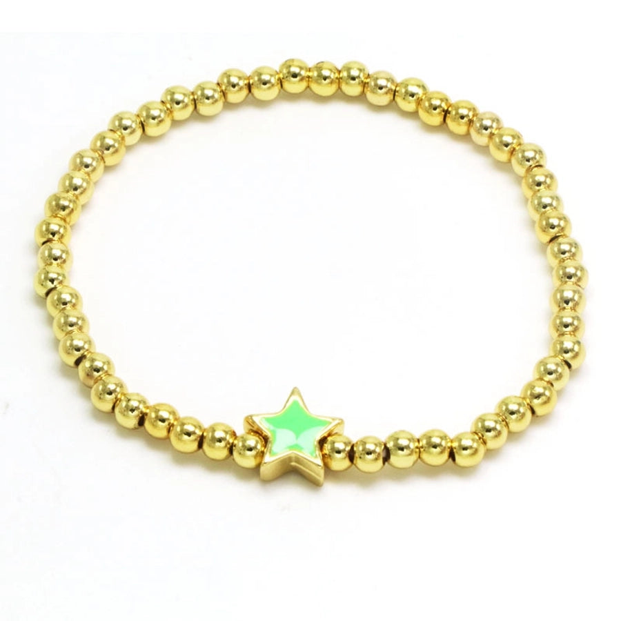 Copper 18K Gold Plated Beaded Enamel Star Bracelets