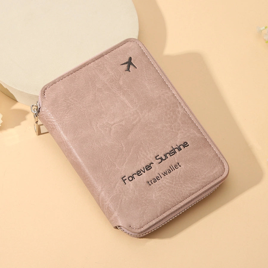 Unisex Solid Color Pu Leather Zipper Card Holders