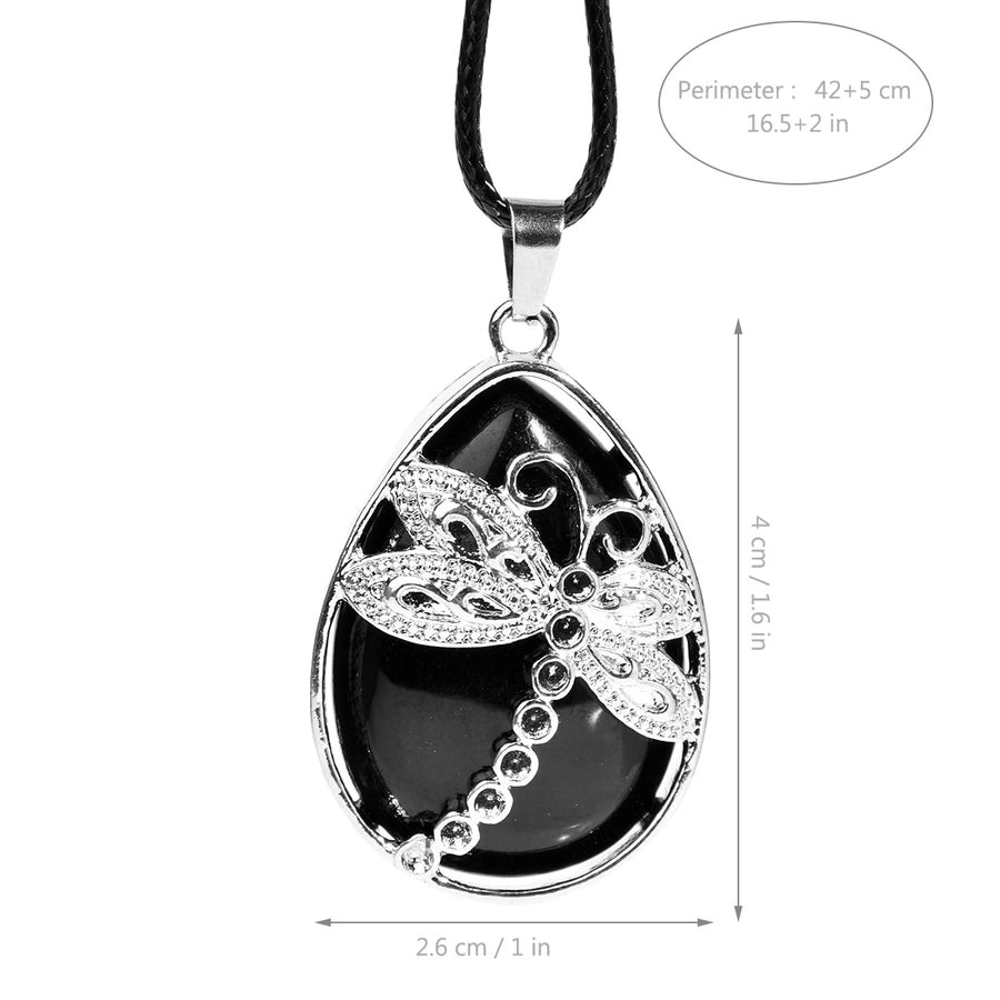 Modern Style Simple Style Butterfly natural stone Leather rope Pendant Necklace In Bulk