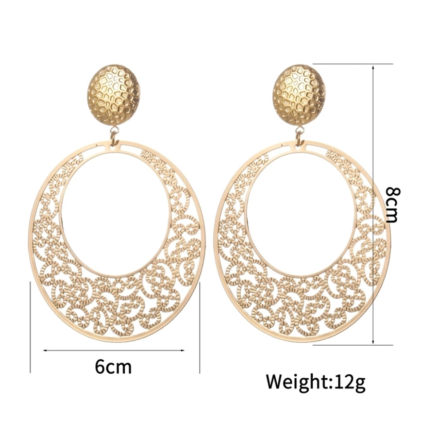 1 Piece Elegant Luxurious Geometric Hollow Out 304 Stainless Steel 18K Gold Plated Drop Earrings