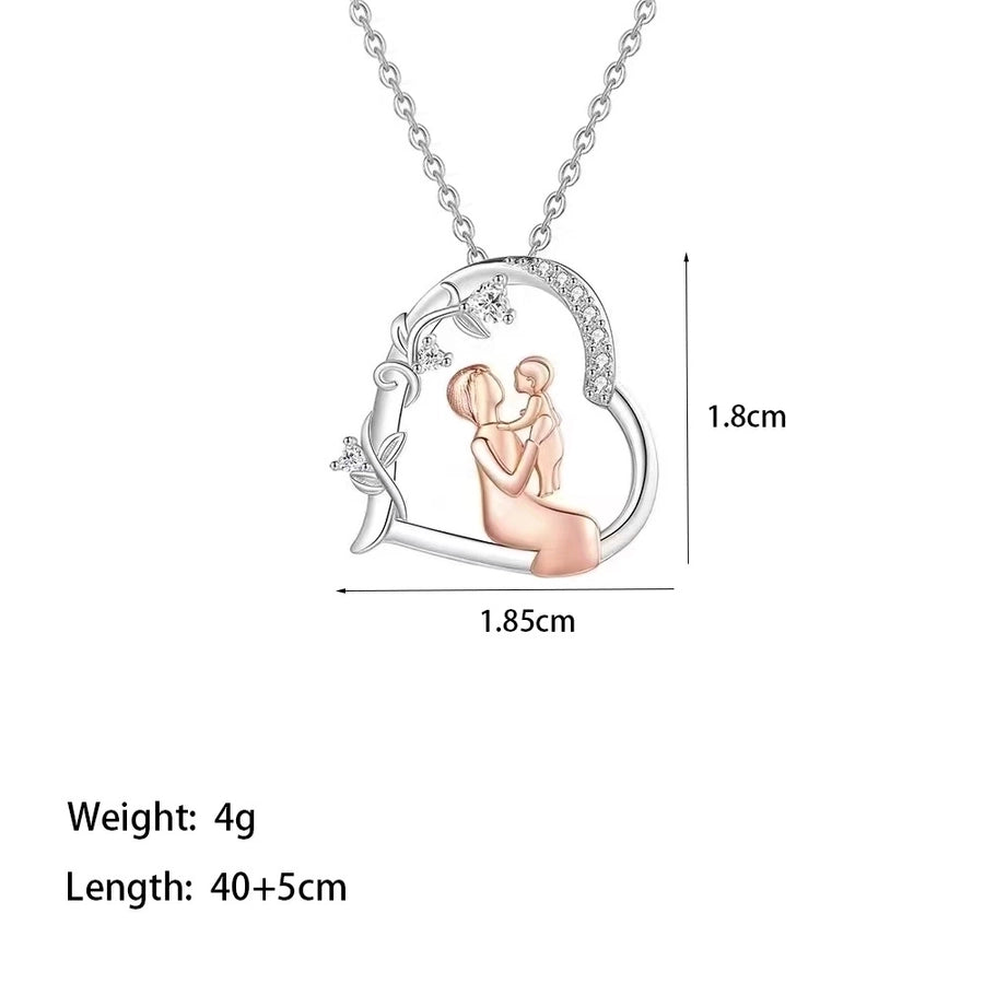 Jewelry Casual MAMA Simple Style Human 304 Stainless Steel Artificial Rhinestones 18K Gold Plated Rose Gold Plated Plating Inlay Pendant Necklace - CEJEW