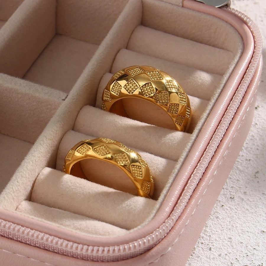 Jewelry Simple Style Solid Color 304 Stainless Steel 18K Gold Plated Plating Rings