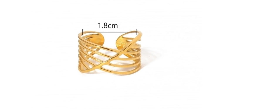 Jewelry Casual Solid Color 304 Stainless Steel 18K Gold Plated Plating Open Ring