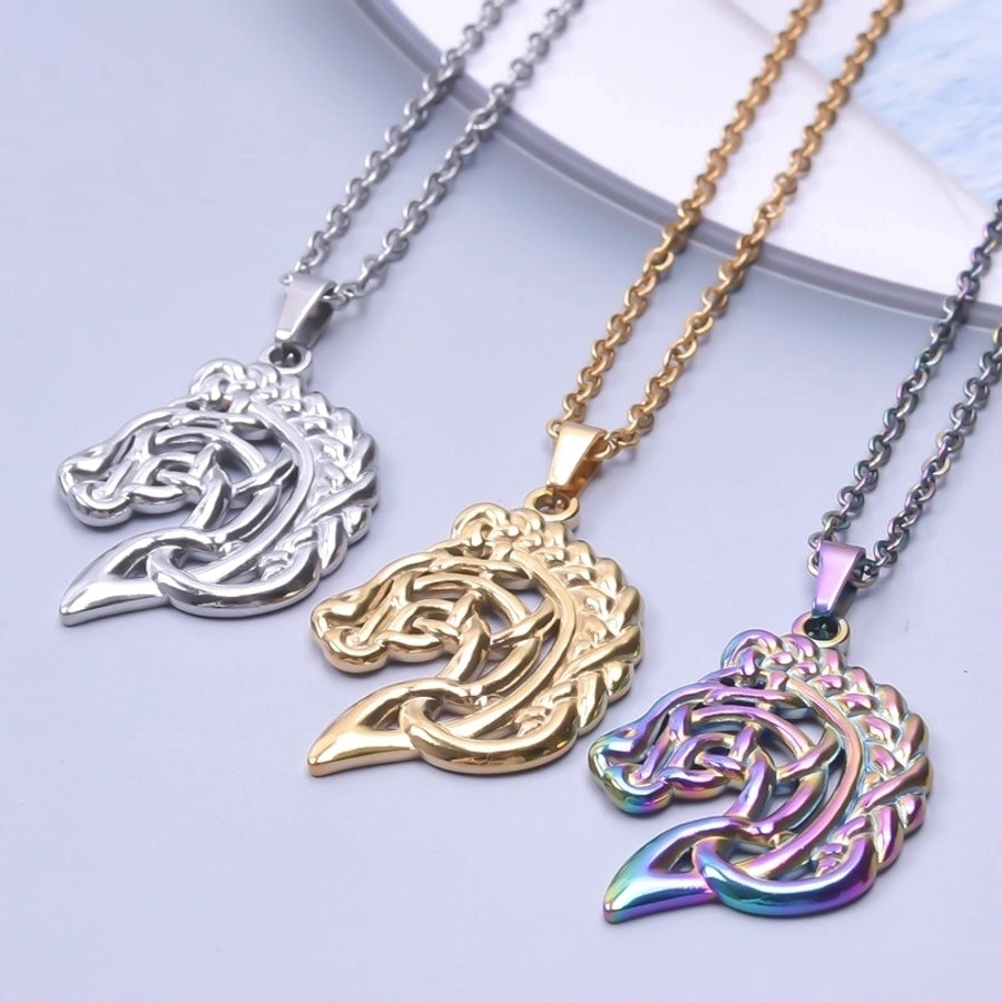 Jewelry IG Style Simple Style Horse 304 Stainless Steel 18K Gold Plated Hollow Out Pendant Necklace Necklace Pendant