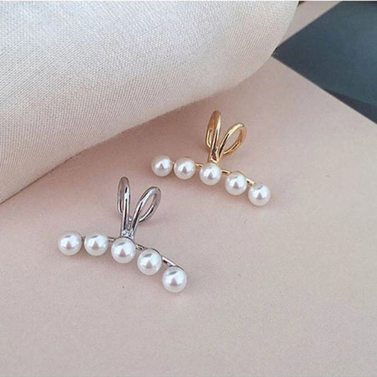 1 Pair Casual Simple Style Round Inlay Alloy Pearl Ear Cuffs