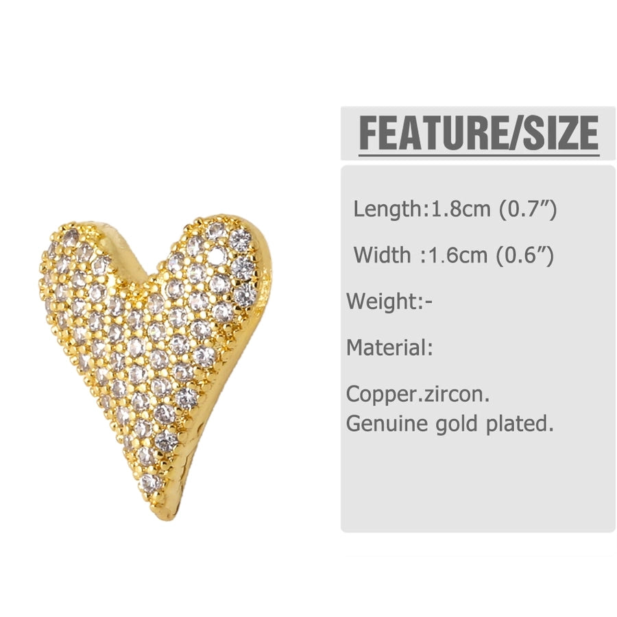 1 Pair Modern Style Simple Style Heart Shape Plating Inlay Copper Zircon Gold Plated Ear Studs