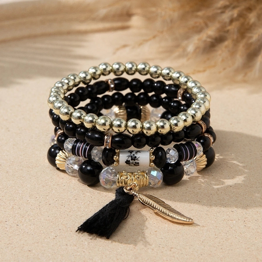 bohemian geometric mixed materials beaded artificial pearls shell bracelets