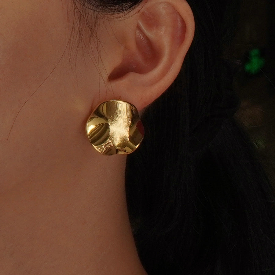 1 Pair Simple Style Round Plating 304 Stainless Steel Imitation Gold  Stainless Steel Earrings