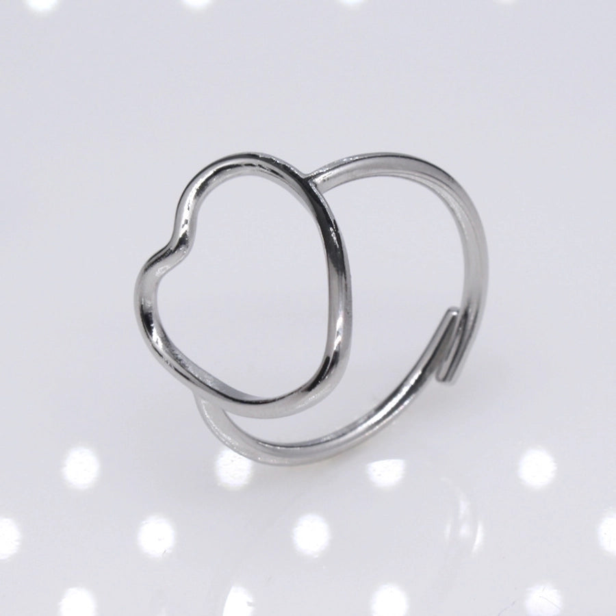 retro leaf heart shape snake titanium steel polishing plating hollow out open ring 1 piece