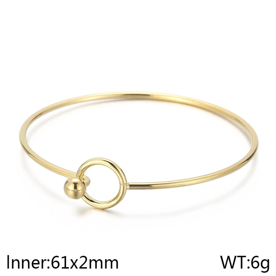 Jewelry Simple Style Circle 304 Stainless Steel 18K Gold Plated Hollow Out Bracelets Necklace