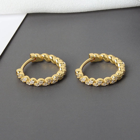 1 pair simple style circle plating copper zircon hoop earrings