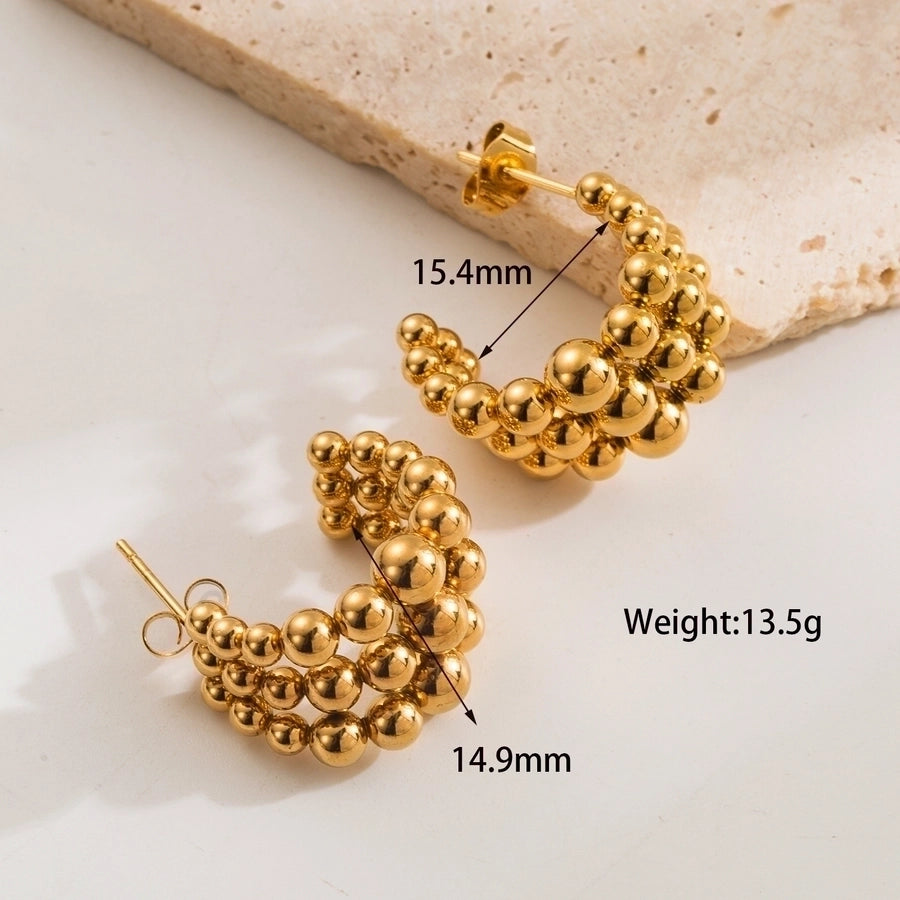 1 Pair Casual C Shape 304 Stainless Steel 18K Gold Plated Ear Studs