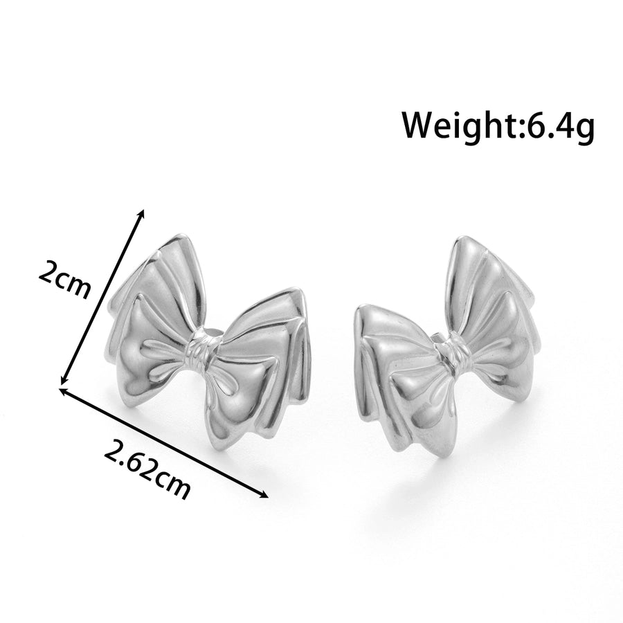 1 Pair Vintage Style French Style Simple Style Square Flower Bow Knot 304 Stainless Steel Ear Studs